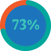 Pie graph representing 73%